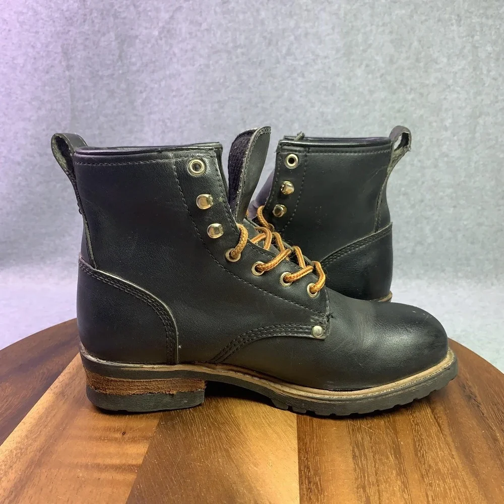 Rugged Outback Boots Mens Size 8.5‎ Black Combat Work Ankle Lace Up Lug Sole